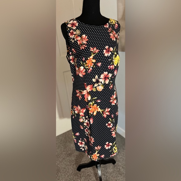 ALYX Black White Polka Dot Floral Sleeveless Work Business Professional Dress 12 - Picture 1 of 15